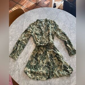 Zara Green Patterned long sleeve Dress